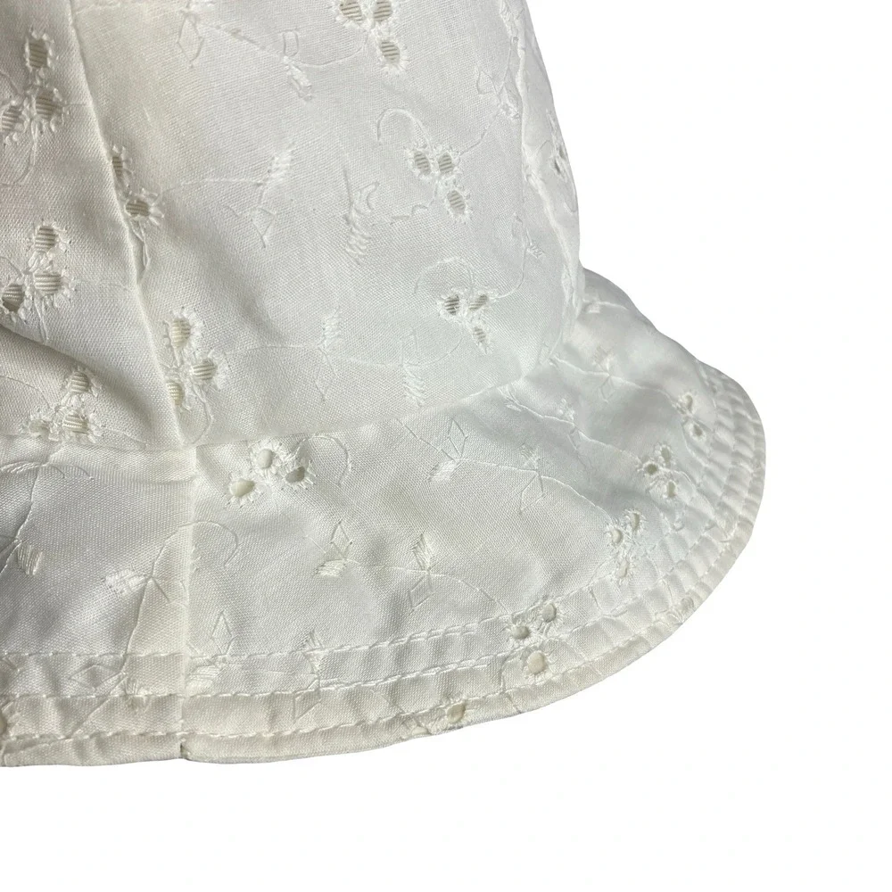 Vintage White Eyelet Embroidered Sun Hat Union Made USA Cottagecore Prairie‎